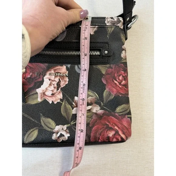 Dana Buchman Floral Crossbody Bag Black Rose Print Boho Goth Y2K EUC Purse - Picture 4 of 16